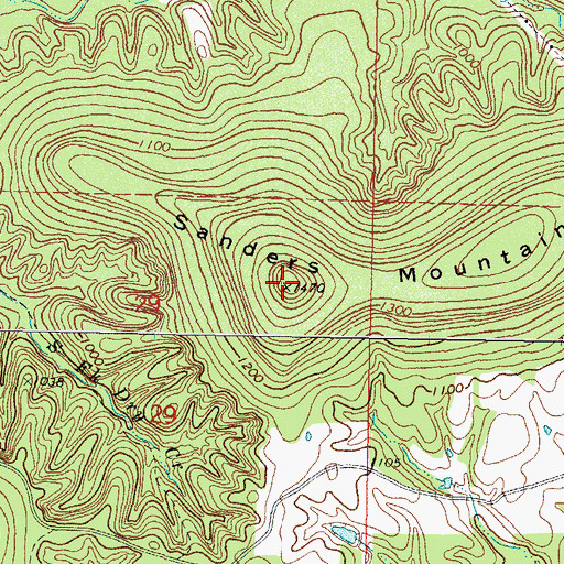 Topographic Map of Sanders Mountain, OK