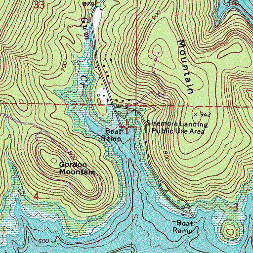 Topographic Map of Sisemore Landing Public Use Area, OK