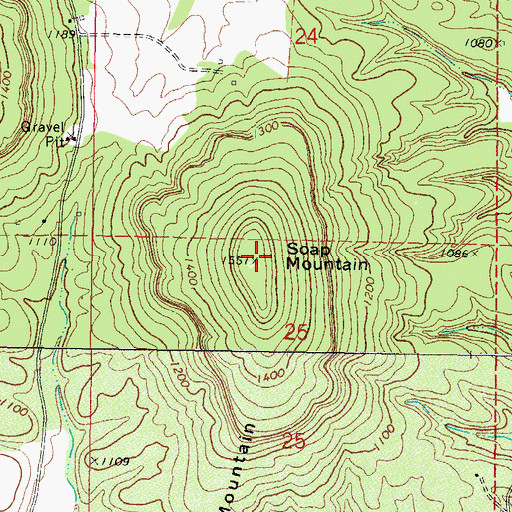 Topographic Map of Soap Mountain, OK