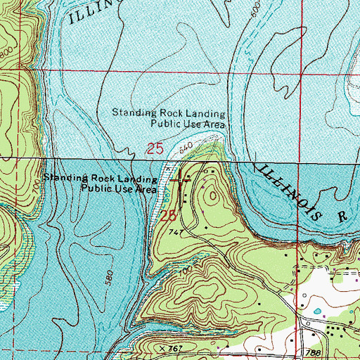 Topographic Map of Standing Rock Landing Public Use Area, OK