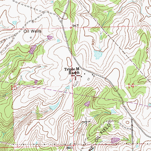 Topographic Map of Triple M Ranch, OK