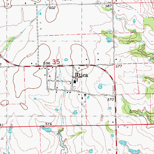 Topographic Map of Utica, OK