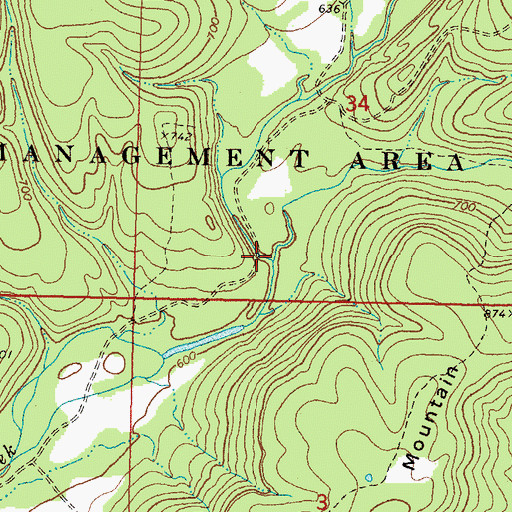 Topographic Map of White Oak Branch, OK