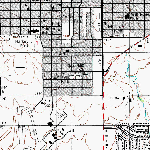 Topographic Map of Rose Hill Church, OK