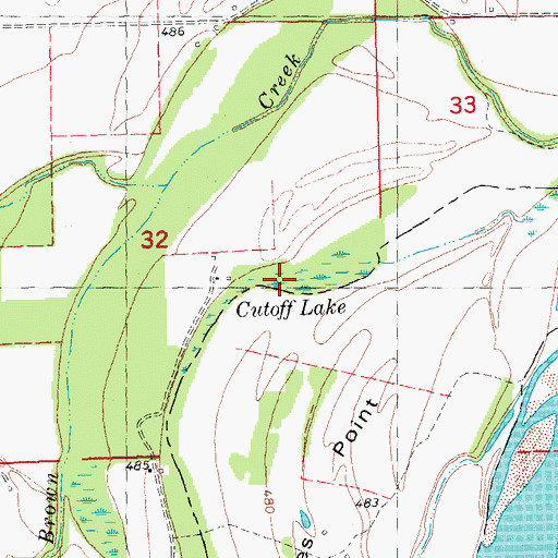Topographic Map of Cutoff Lake, OK