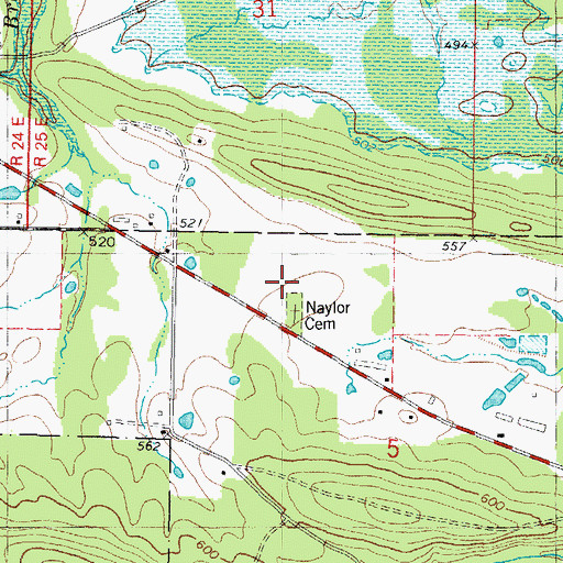 Topographic Map of Naylor Cemetery, OK