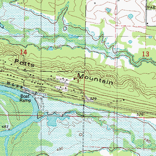 Topographic Map of Potts Mountain, OK