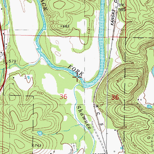 Topographic Map of Shawnee Creek, OK