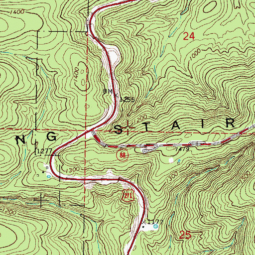 Topographic Map of Old Military Road Recreation Site, OK