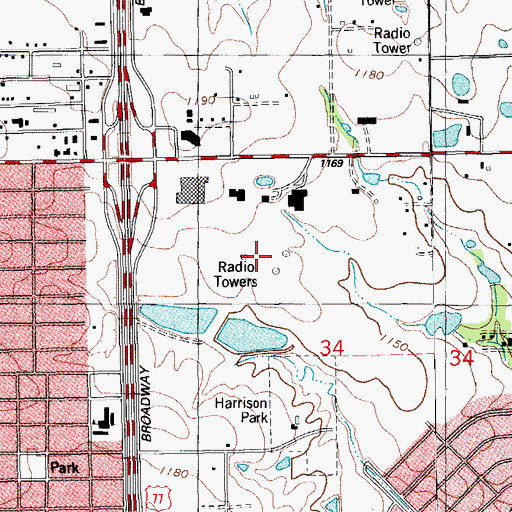 Topographic Map of WKY-AM (Oklahoma City), OK