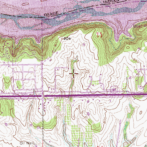 Topographic Map of Baugh, OK