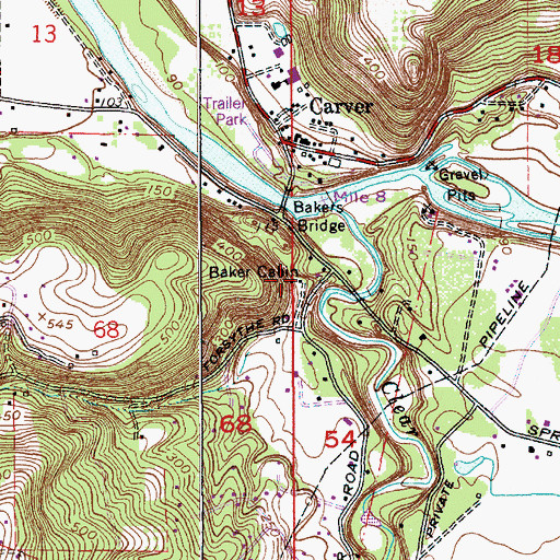 Topographic Map of Baker Cabin, OR