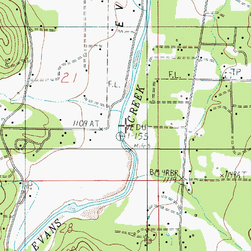 Topographic Map of Bear Branch, OR