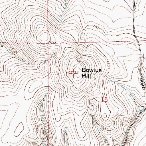 Topographic Map of Bowlus Hill, OR
