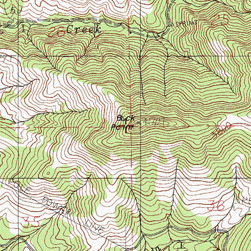 Topographic Map of Buck Point, OR