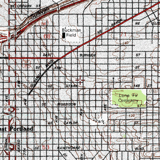Topographic Map of Buckman Elementary School, OR