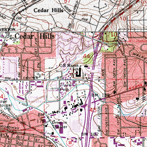 Topographic Map of Arts and Communication High School, OR