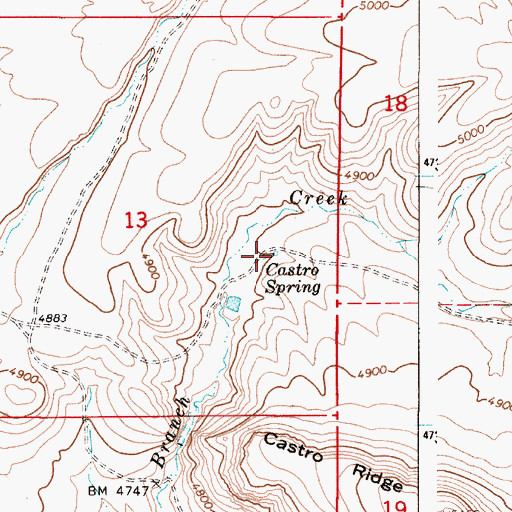 Topographic Map of Castro Spring, OR