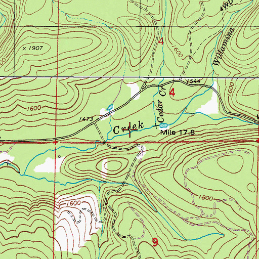 Topographic Map of Cedar Creek, OR