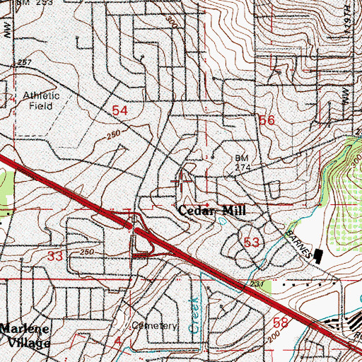 Topographic Map of Cedar Mill, OR