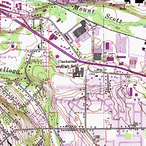 Topographic Map of Alder Creek Middle School, OR