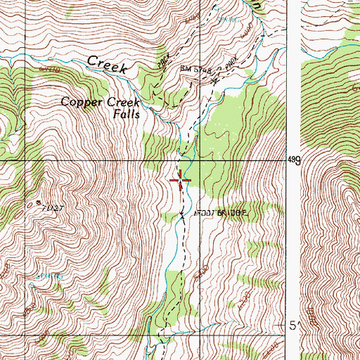 Topographic Map of Copper Creek, OR