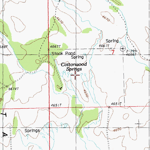 Topographic Map of Cottonwood Springs, OR
