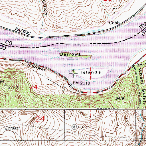 Topographic Map of Darrows Islands, OR