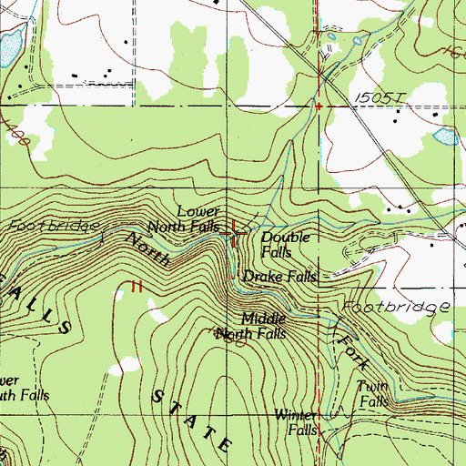 Topographic Map of Double Falls, OR