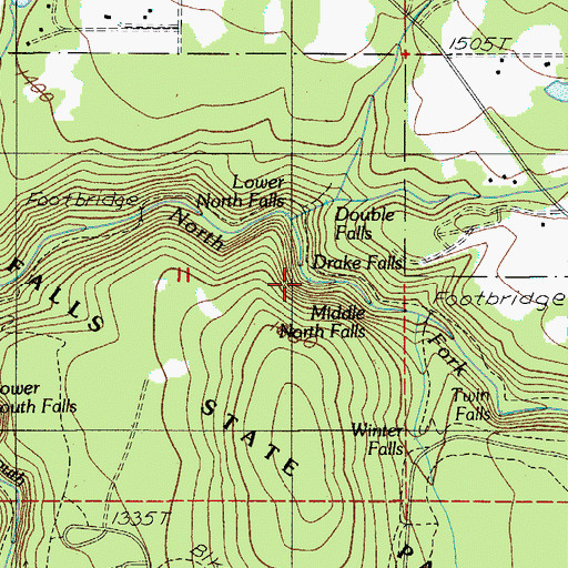 Topographic Map of Drake Falls, OR