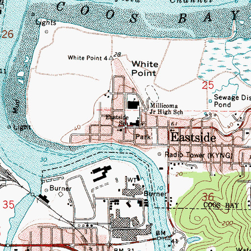 Topographic Map of Eastside Elementary School (historical), OR