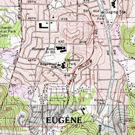 Topographic Map of Edgewood City Park, OR