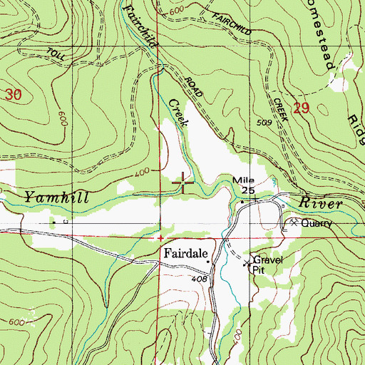 Topographic Map of Fairchild Creek, OR