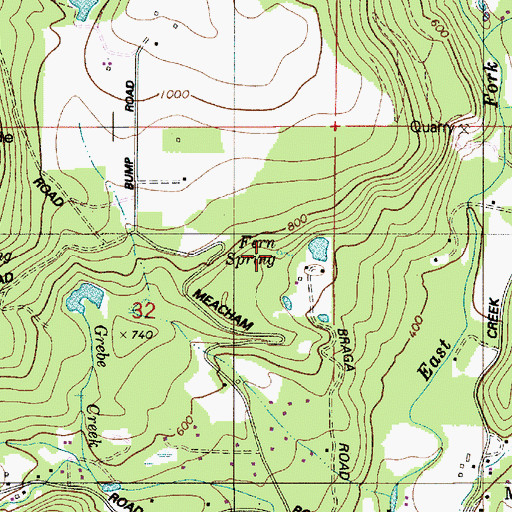 Topographic Map of Fern Spring, OR