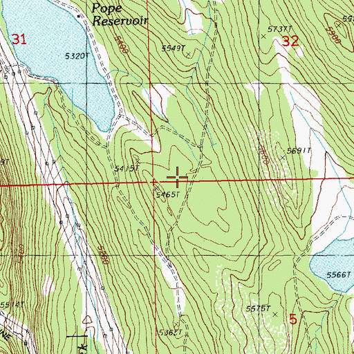 Topographic Map of Fivemile Reservoir, OR