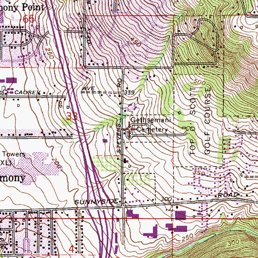 Topographic Map of Gethsemani Cemetery, OR