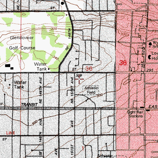 Topographic Map of Glenfair Elementary School, OR