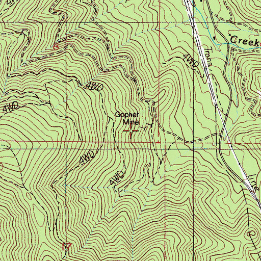 Topographic Map of Gopher Mine, OR