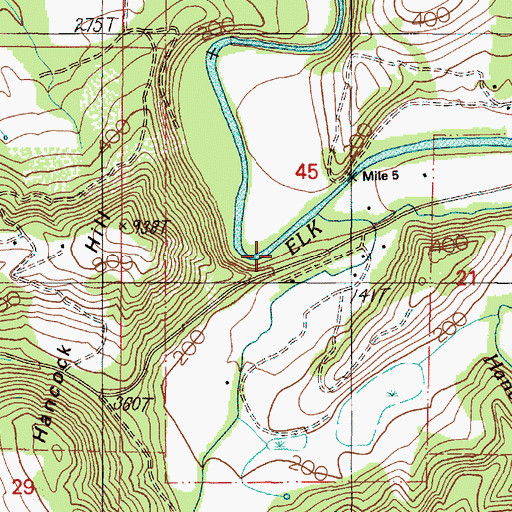 Topographic Map of Hancock Creek, OR