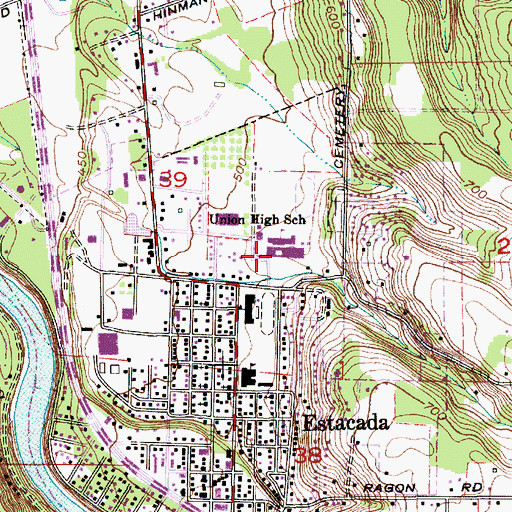 Topographic Map of Estacada High School, OR