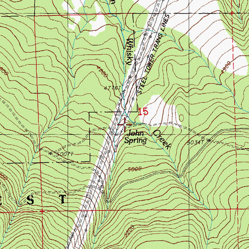 Topographic Map of John Spring, OR