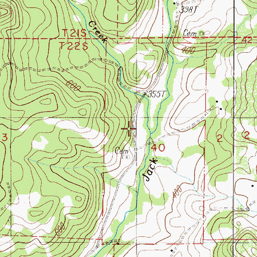 Topographic Map of Johney Creek, OR