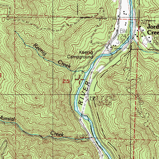 Topographic Map of Keenig Creek, OR