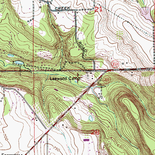 Topographic Map of Leewood Camp, OR