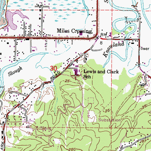 Topographic Map of Lewis and Clark Elementary School, OR