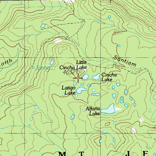 Topographic Map of Little Cincha Lake, OR