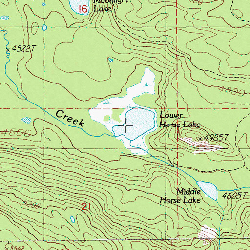 Topographic Map of Lower Horse Lake, OR