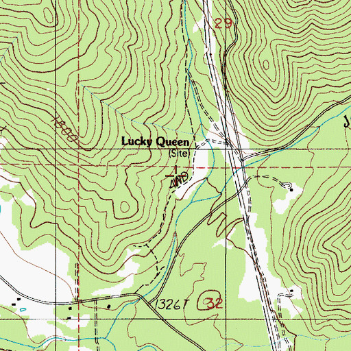 Topographic Map of Lucky Queen, OR