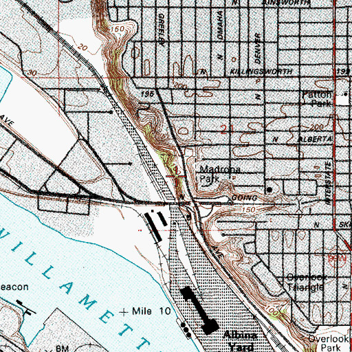 Topographic Map of Madrona City Park, OR