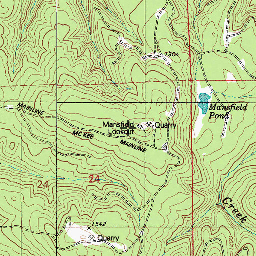Topographic Map of Mansfield Lookout, OR